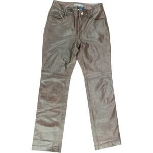 Vintage Women's Boot Cut Gap Brown Leather Y2K Retro Groovy Hippie Pants 28